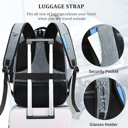 DUSLANG Travel Work Laptop Backpack With USB Charging Port Fits 15.6 15 14 13 Inch Laptop and Notebook Business Anti Theft College Computer Bag Back Pack for Women Men - Dark grey