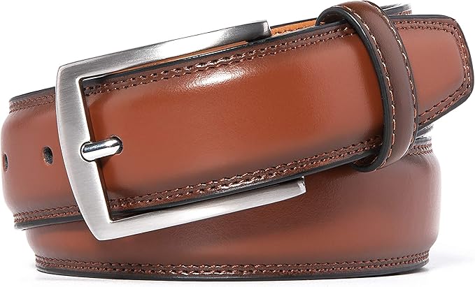 Fabio Valenti Genuine Leather Dress Belts For Men - Mens Belt For Suits, Jeans, Uniform With Single Prong Buckle
