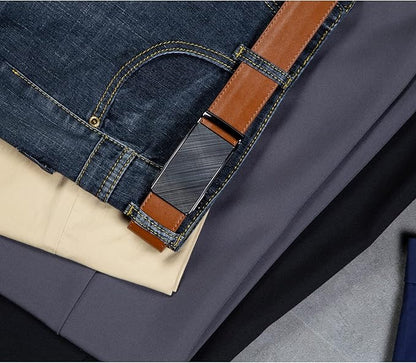 Founders & C Men's Ratchet Belt 1 3/8",Leather Dress Belt Adjustable with Click Sliding Buckle Trim to Exact Fit
