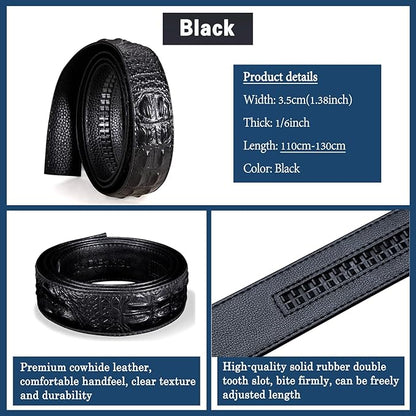 Barry.Wang Mens Belts Leather Ratchet Automatic Buckle Slide Click 1 3/8" Designer Dress Fashion Classic Casual Work Business