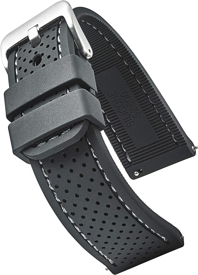 ALPINE Sporty Premium Soft Silicone Adjustable Watch Band - Replacement Rubber Watch Bands for Women & Men - Waterproof Quick Release Watch Straps - Compatible with Regular & Smart Watch Bands