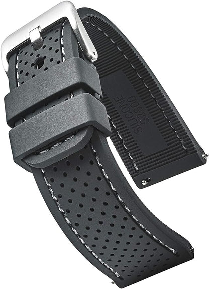 ALPINE Sporty Premium Soft Silicone Adjustable Watch Band - Replacement Rubber Watch Bands for Women & Men - Waterproof Quick Release Watch Straps - Compatible with Regular & Smart Watch Bands
