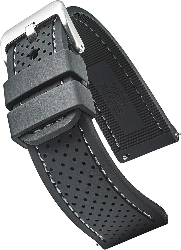 ALPINE Sporty Premium Soft Silicone Adjustable Watch Band - Replacement Rubber Watch Bands for Women & Men - Waterproof Quick Release Watch Straps - Compatible with Regular & Smart Watch Bands