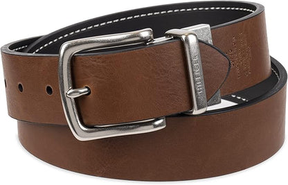 Tommy Hilfiger Men's Reversible Leather Belt, 2‑in‑1 Design for Dress Or Casual Wear