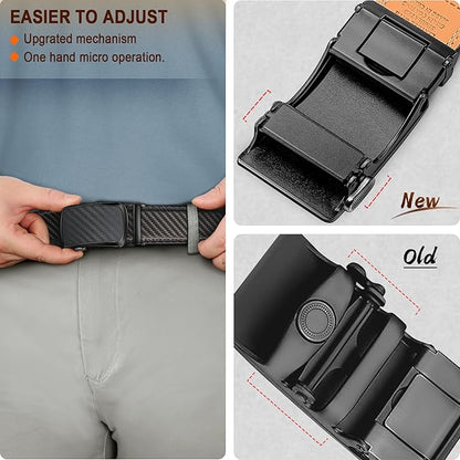 BULLIANT Men's Ratchet Belt 2 Pack-Click Leather Belt Adjustable for Men Gift 1 3/8-Cut for Perfect Fit