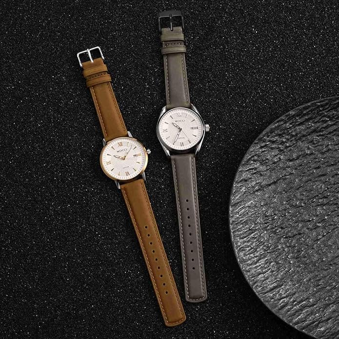 WOCCI Quick Release Watch Band, Distressed Genuine Leather, Stainless Steel Buckle, Strap Width 18mm 19mm 20mm 22mm 24mm