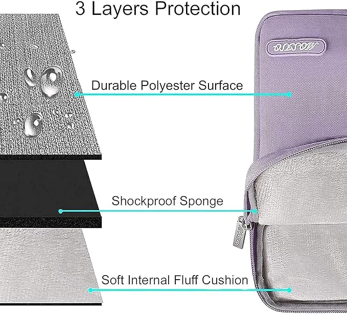 MOSISO Laptop Case 15 inch, 15 inch Laptop Sleeve Compatible with MacBook Air M5 A3448 M4 A3241 M3 A3114 M2 A2941 2026-2023, Dell XPS, Polyester Vertical Computer Sleeve Bag with Pocket, Purple