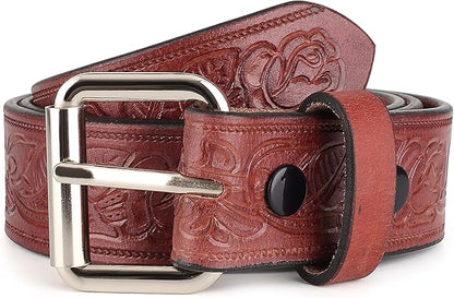 F&L CLASSIC Men's full Grain Vintage Distressed leather Belt,easy to change Roller buckle,1.5" Wide,USA,