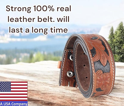 F&L CLASSIC Western Belt without buckle for men – Full Grain Leather Cowboy Belts for jeans - One Piece Leather strap belt