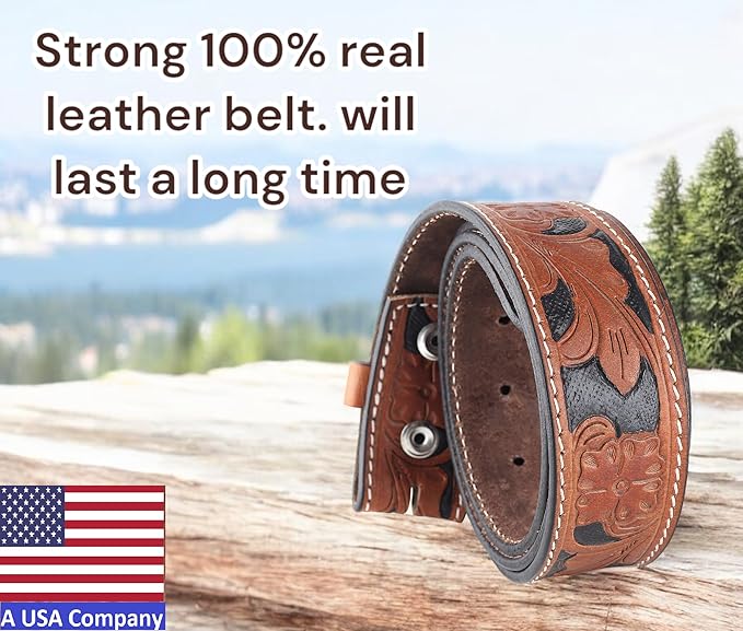 F&L CLASSIC Western Belt without buckle for men – Full Grain Leather Cowboy Belts for jeans - One Piece Leather strap belt