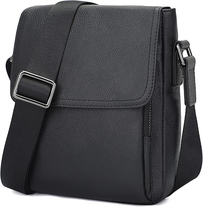 Augus Leather Messenger Crossbody Shoulder Bag for Men Work Business Casual Adjustable straps With YKK Metal Zipper