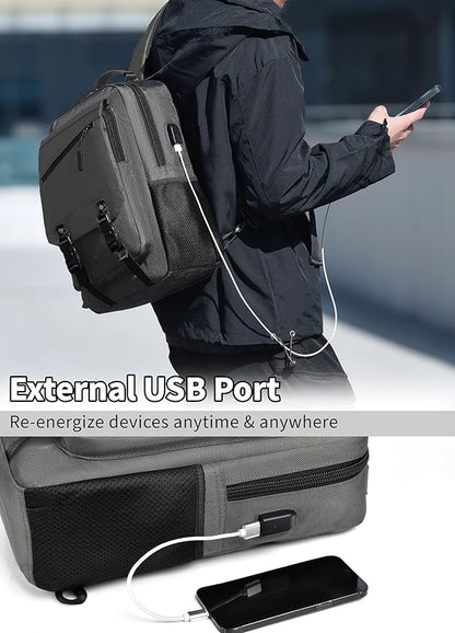 BASICPOWER Laptop Sling Bag for Men Women, Sling Backpack Crossbody Bag Fits 14 inch Computer with USB Port Anti-theft