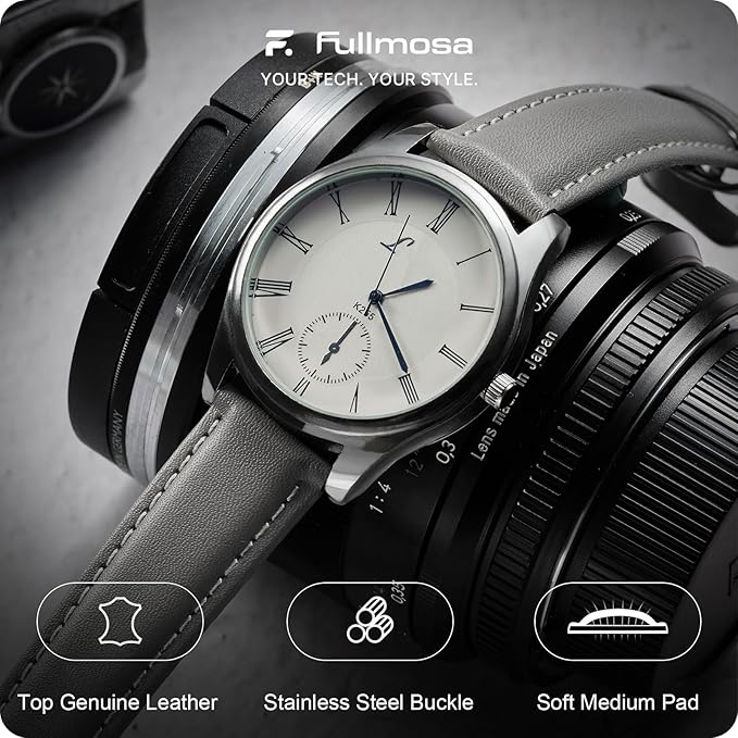 Fullmosa Watch Band, Quick Release Leather Watch Strap for Men Women, Replacement Bands Width 12mm 14mm 16mm 18mm 19mm 20mm 21mm 22mm 24mm