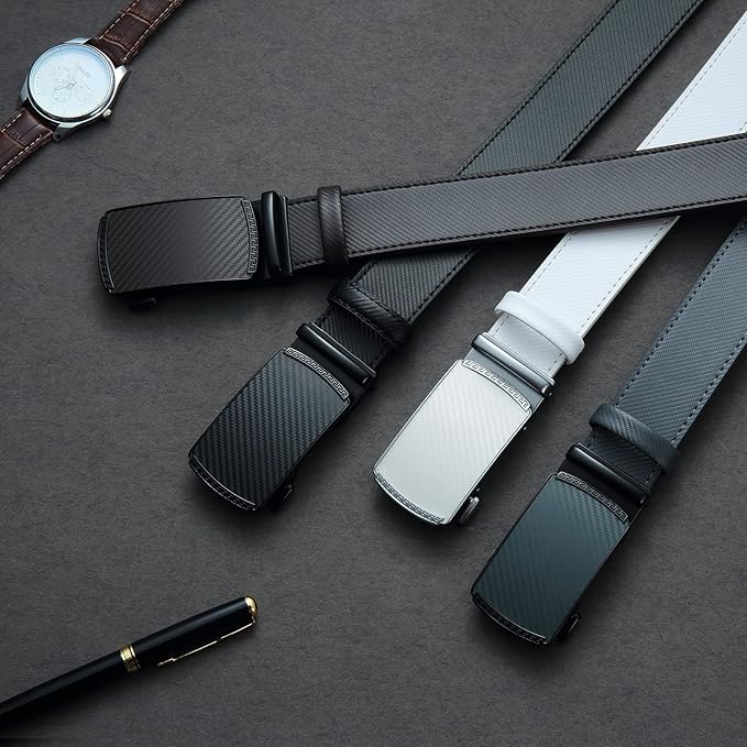 DOOPAI Belt Men, Ratchet Dress Adjustable 1 3/8" Sliding Leather Designer, Size Length Can be Cut, with Gift Box