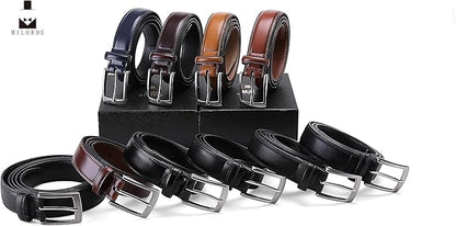 MILORDE Men's Genuine Leather Dress Belt, Handmade, 100% Cow Leather, Fashion & Classic Designs for Work Business and Casual