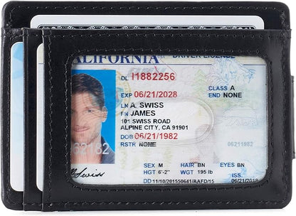 Alpine Swiss Harper Mens RFID Slim Money Clip Front Pocket Wallet Minimalist Leather ID Card Holder | RFID, Slim, Money Clip, Front Pocket, Minimalist, ID Card Holder
