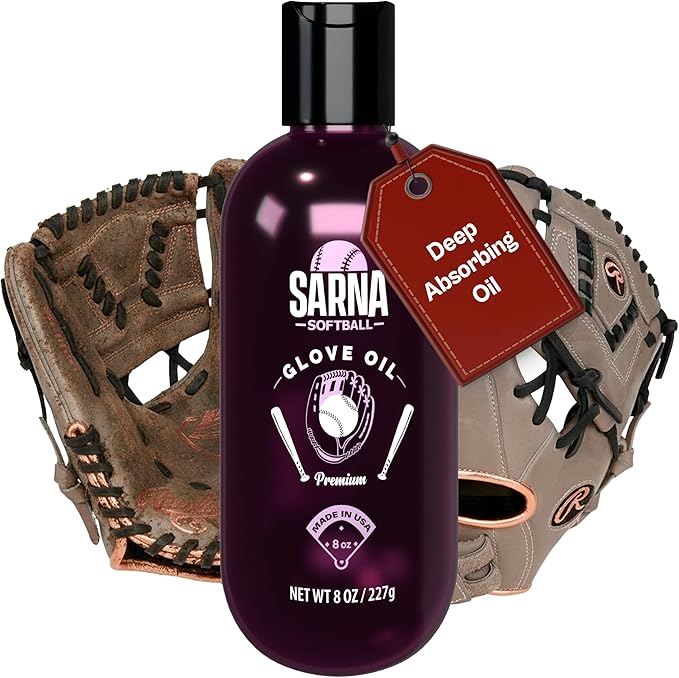 SARNA BASEBALL Glove Oil for Softball & Baseball Gloves, 8 Oz – Lanolin-Based Formula, Helps Soften Leather & Prevents Cracking – Game-Ready Glove Oil to Break in Gloves