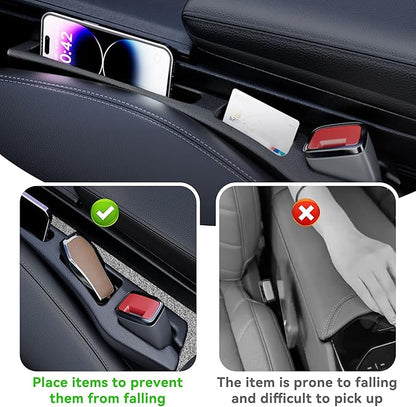 Car Seat Gap Filler Organizer, 2PCS Multifunctional Vehicle Fill Gap Blocker with Storage Slot Between Seat & Console, Anti-Drop Auto Interior Organization, Universal Fit (Black)