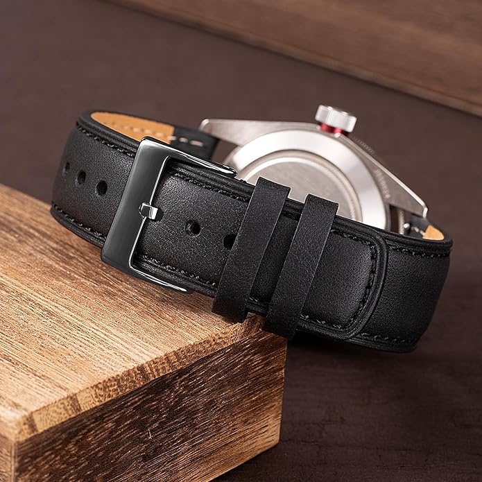 SEURE Quick Release Watch Band,Top Genuine Leather Watch Straps 19mm 20mm 21mm 22mm 24mm for Men and Women