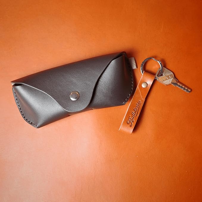 Leather Eyeglasses Case,Flexible Sunglasses Pouch Slim Case for Women Men Horizontal Eyeglass Case