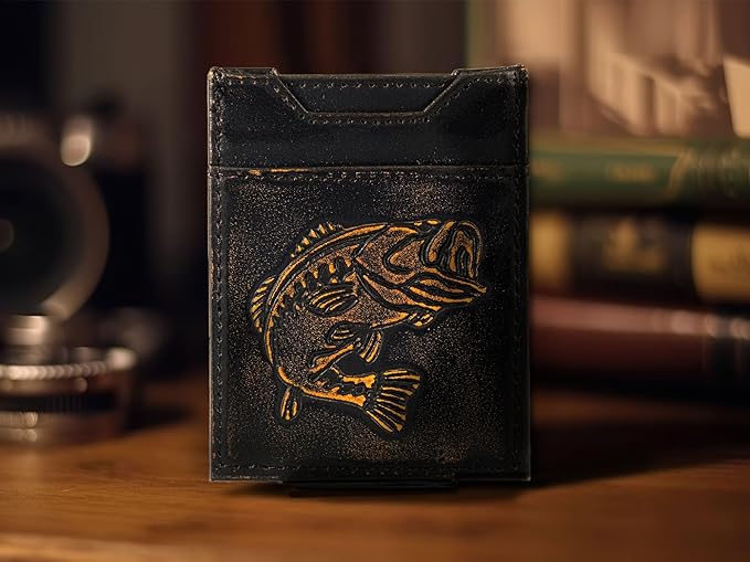 ZEP-PRO Bass Burnished Leather Magnetic Front Pocket Wallet, Slim Stylish for Men