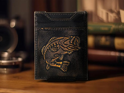 ZEP-PRO Bass Burnished Leather Magnetic Front Pocket Wallet, Slim Stylish for Men