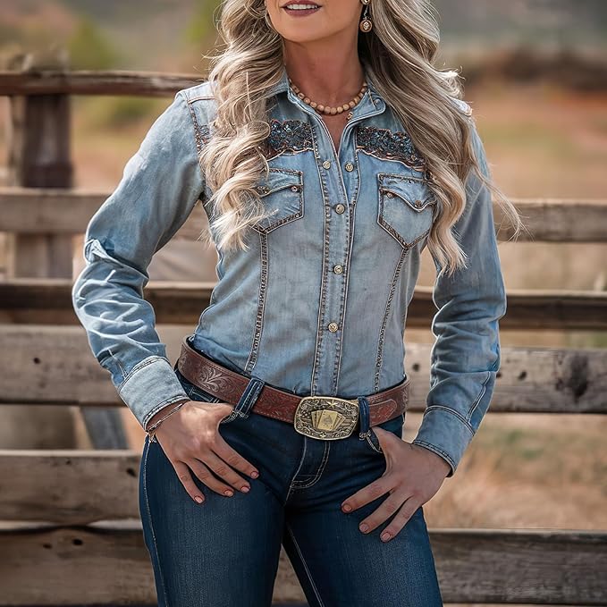 Cowboy Western Ratchet Belt for Men Women with Automatic Western Buckle, Ratchet Cowboy Leather Belt for Jeans Gifts