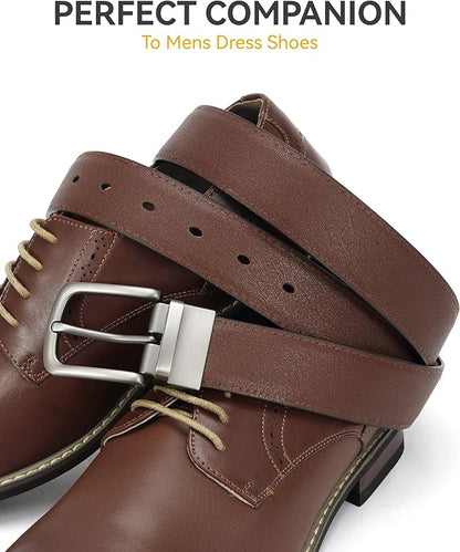 CHAOREN Reversible Mens Belt 1 Piece – Leather Belt Men for Dress Pants - Single Belt, 2 Colors