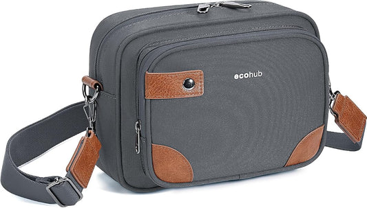 ECOHUB Crossbody Bag for Women Men, Multi Pocket Anti-Theft Travel Purse with RFID Blocking, Oxford PU Shoulder Bag