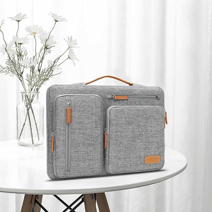 MOSISO 360 Protective Laptop Case 15 inch, 15 inch Laptop Sleeve Compatible with MacBook Air M5 M4 M3 M2 2026-2023, Dell XPS Plus, Side Open Carrying Case with 4 Zipper Pockets&Handle, Gray
