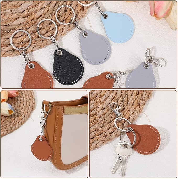 8 Pack Leather Key Fob Holder PU Leather Keychain Key Holder Proximity ID Card Keychain Protector Case Cover for Keychains General Keys Fob for ID Cards Keys