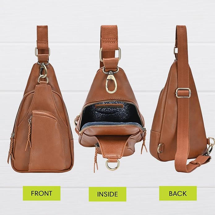 MMS Brands Antik Kraft Tasha Crossbody Sling | Vegan Leather Crossbody Bag for Women with 16-20" Strap | Sling Bags for Women