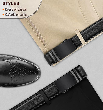 KEMISANT Belt Men, Sliding Ratchet Belt Genuine Leather For Gift Mens Dress Pants Oxfords,Size Adjustable