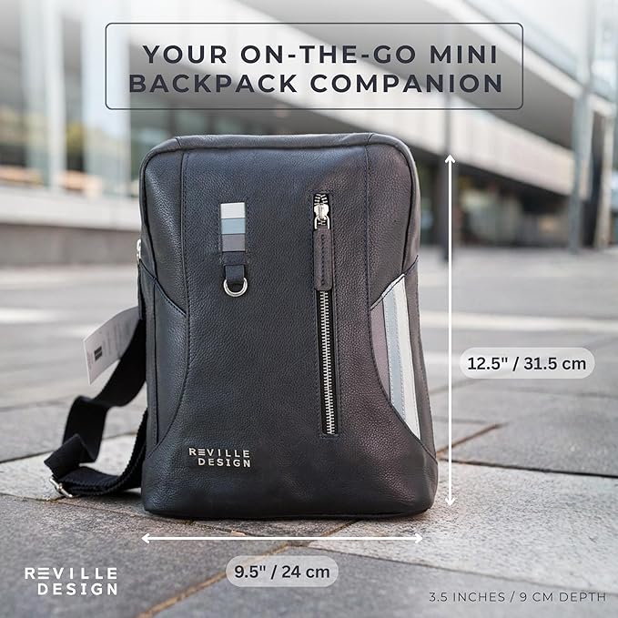 Full Grain Leather Backpack – Water-Resistant, Padded Laptop Compartment, Adjustable Straps, 16L Capacity, Slim Design, Leather Backpack for Men and Women - Anthracite Black
