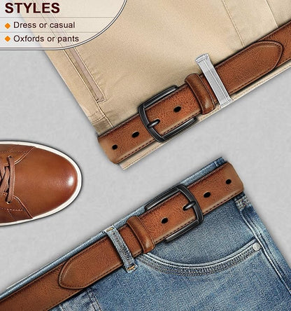 KEMISANT Men Belt-Genuine Leather Belt for Men Dress Casual Golf Jeans 1 3/8"