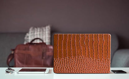 KEROM Compatible for Crocodile MacBook Pro 13 Inch Case 2025-2016 M2 M1 A2338 A2289 A2251 A2159 A1989 A1706 A1708, Textured Aligator Skin Snakeskin PU Leather Hardshell & Keyboard Cover, Brown