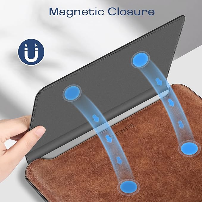 Fintie Sleeve Case for MacBook Air 13.6 A3449 A3240 A3113 A2681, Pro 14 A3427 A3426 A3434 A3401 A3185 A3112 A2992 A2918 A2779 A2442, MacBook Pro/Air/Neo 13 - Slim Bag Cover with Stand, Brown