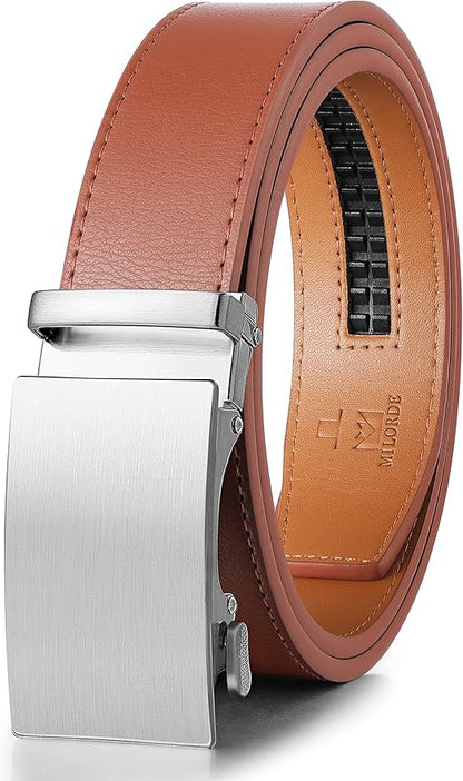 MILORDE Men's Leather Ratchet Belt - 35mm - Customizable Fit