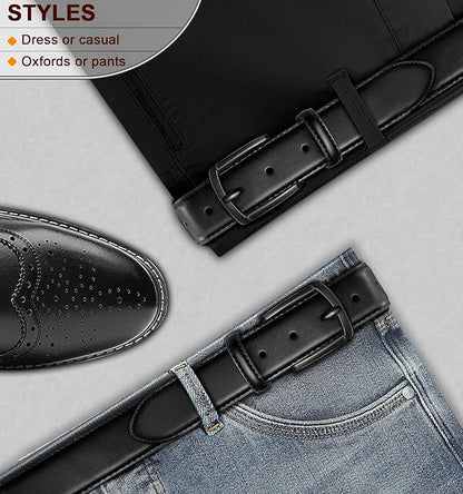 KEMISANT Men Belt-Genuine Leather Belt for Men Dress Casual Golf Jeans 1 3/8"