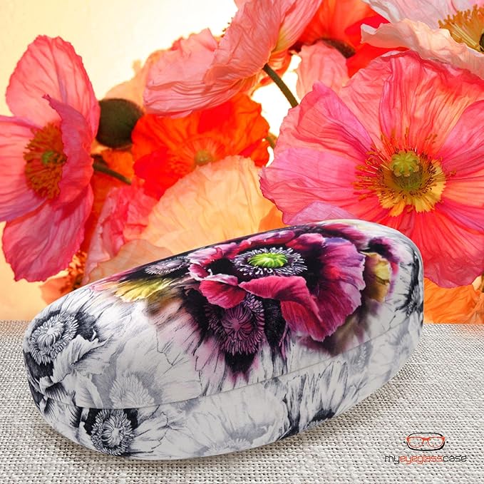 MyEyeglassCase® Large Hard Sunglasses Case | fits Large curved Sunglasses, with microfiber bag and cleaning cloth