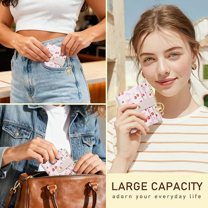 Jogjam Cute Coquette Aesthetic Bow Rfid Women Wallet, Small Slim Thin Compact Travel Credit Card Wallet, PU Leather Bifold Cash Wallet, Zipper Coin Pocket ID Window, Female Ladies Gifts