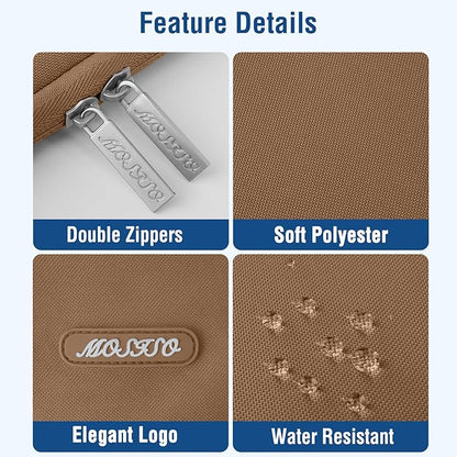 MOSISO Laptop Case 13.3 inch, 13-13.3 inch Laptop Sleeve Compatible with MacBook Air/Pro 13/Pro 14 M5 M4 M3 M2 M1, HP Dell ASUS Lenovo,Polyester Vertical Computer Sleeve Bag with Pocket, Mocha