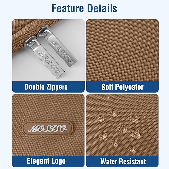 MOSISO Laptop Case 14 inch, 14 inch Laptop Sleeve Compatible with HP Lenovo Dell ASUS Acer, HP Stream, Dell Latitude, Lenovo IdeaPad, Polyester Vertical Computer Sleeve Bag with Pocket, Mocha
