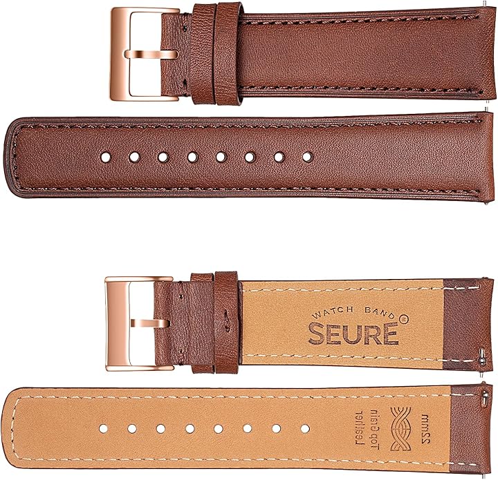 SEURE Quick Release Watch Band,Top Genuine Leather Watch Straps 19mm 20mm 21mm 22mm 24mm for Men and Women