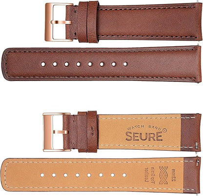 SEURE Quick Release Watch Band,Top Genuine Leather Watch Straps 19mm 20mm 21mm 22mm 24mm for Men and Women