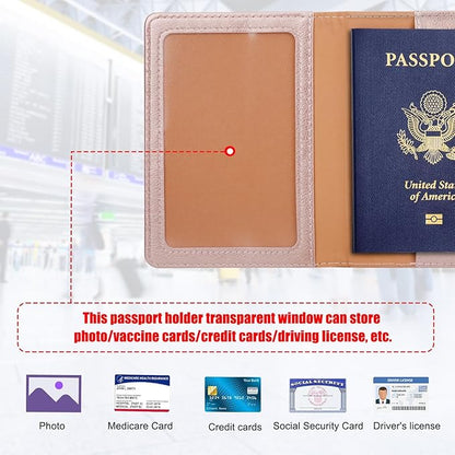 TIGARI Passport Holder for Travel Women Men, Valentines Day Gifts PU Leather Wallet Cover Case Sleeve, Waterproof Protected Document Organizer, Vacation Plane Cruise Travel Essentials