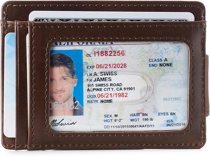 Alpine Swiss Harper Mens RFID Slim Money Clip Front Pocket Wallet Minimalist Leather ID Card Holder | RFID, Slim, Money Clip, Front Pocket, Minimalist, ID Card Holder