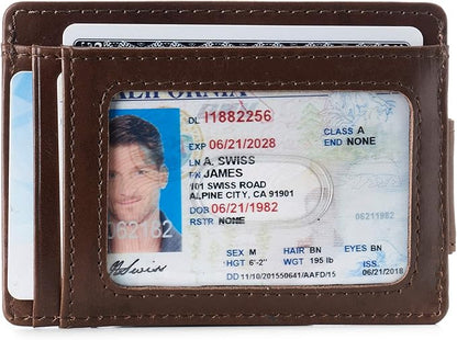 Alpine Swiss Harper Mens RFID Slim Money Clip Front Pocket Wallet Minimalist Leather ID Card Holder | RFID, Slim, Money Clip, Front Pocket, Minimalist, ID Card Holder