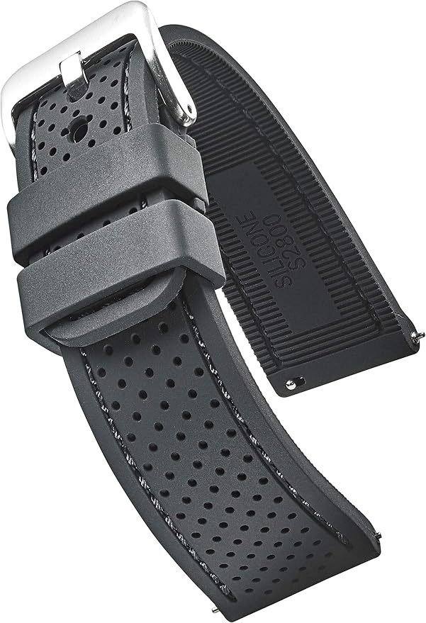 ALPINE Sporty Premium Soft Silicone Adjustable Watch Band - Replacement Rubber Watch Bands for Women & Men - Waterproof Quick Release Watch Straps - Compatible with Regular & Smart Watch Bands