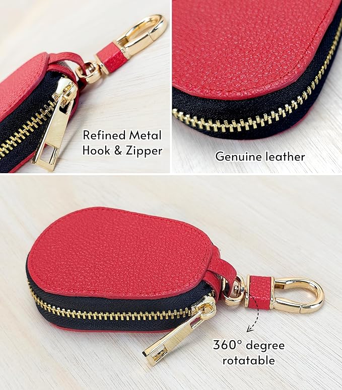 Universal Genuine Leather Car Key Fob Case – Premium Smart Key Holder for Remote Key Fobs